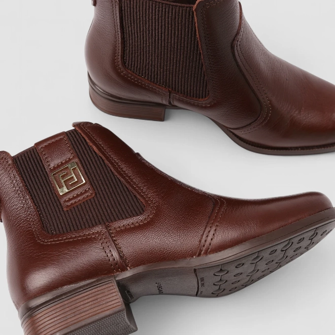 Bota Chelsea Feminina Pegada Original Couro Cano Curto Marrom