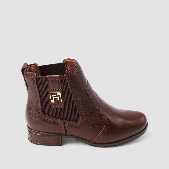 Bota Chelsea Feminina Pegada Original Couro Cano Curto Marrom