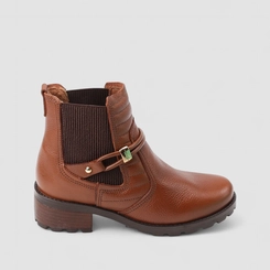 Bota Chelsea Feminina Pegada Original Couro Cano Curto Detalhe Fivela Marrom