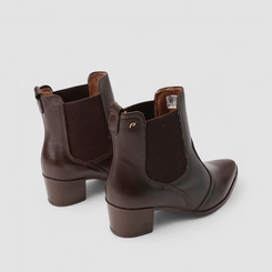 Bota Chelsea Feminina Pegada Original Couro Salto Bloco Marrom