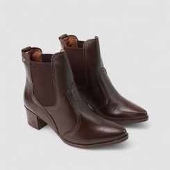 Bota Chelsea Feminina Pegada Original Couro Salto Bloco Marrom