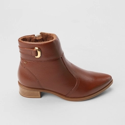 Ankle Boot Feminina Pegada Original Fivela Marrom