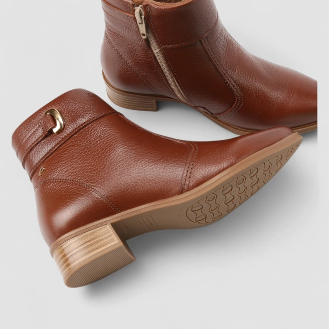 Ankle Boot Feminina Pegada Original Fivela Marrom