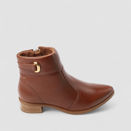Ankle Boot Feminina Pegada Original Fivela Marrom