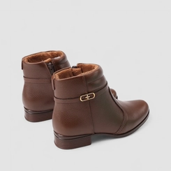 Ankle Boot Feminina Pegada Original Fivela Couro Marrom