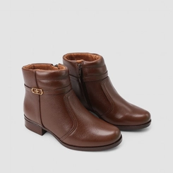Ankle Boot Feminina Pegada Original Fivela Couro Marrom