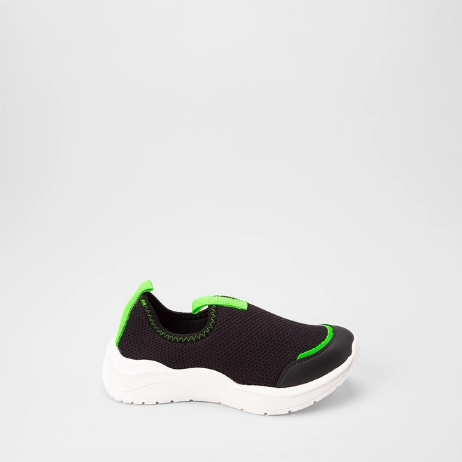 Slip On Infantil Vertus Calce Fácil Preto & Verde