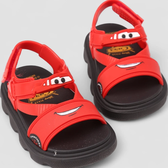 Sandália Infantil Grendene Kids Carros Vermelho E Preto