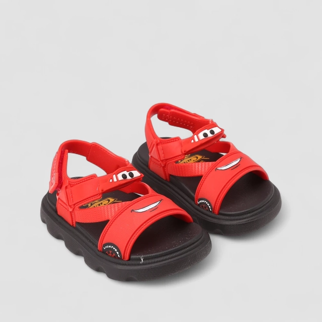 Sandália Infantil Grendene Kids Carros Vermelho E Preto