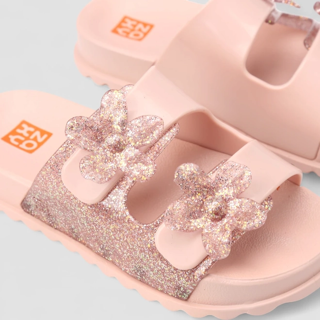 Sandália Infantil Zaxy Glitter Flor Rosa