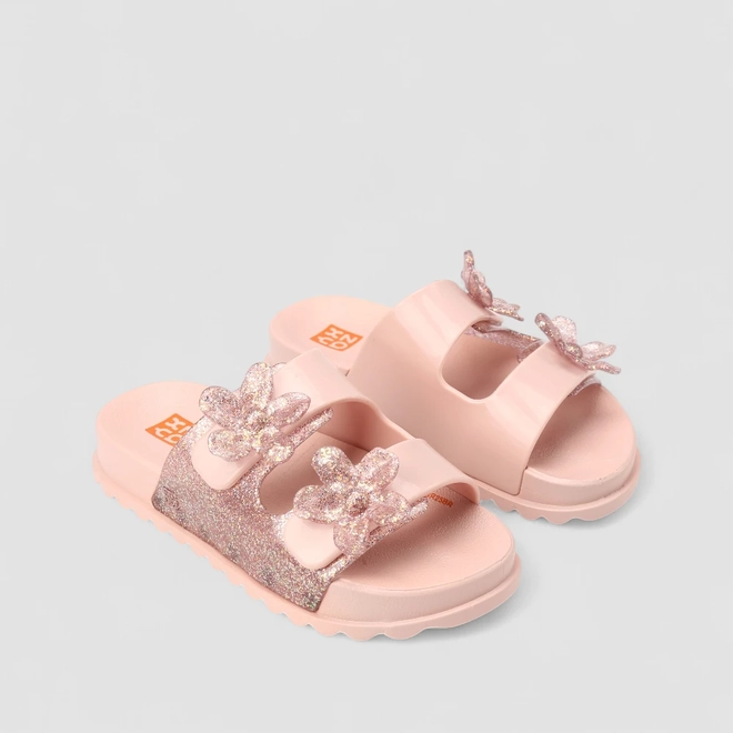 Sandália Infantil Zaxy Glitter Flor Rosa