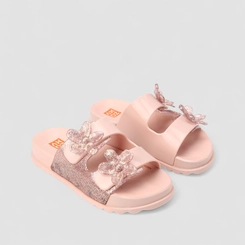 Sandália Infantil Zaxy Glitter Flor Rosa