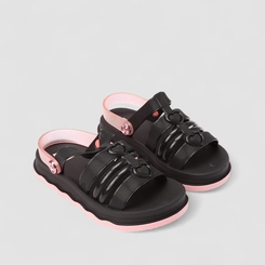 Sandália Infantil Zaxy Zip Glitter Preta e Rosa