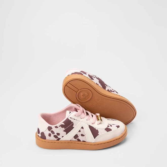 Tênis Casual Infantil Molekinha Animal Print Vaca Multicolor