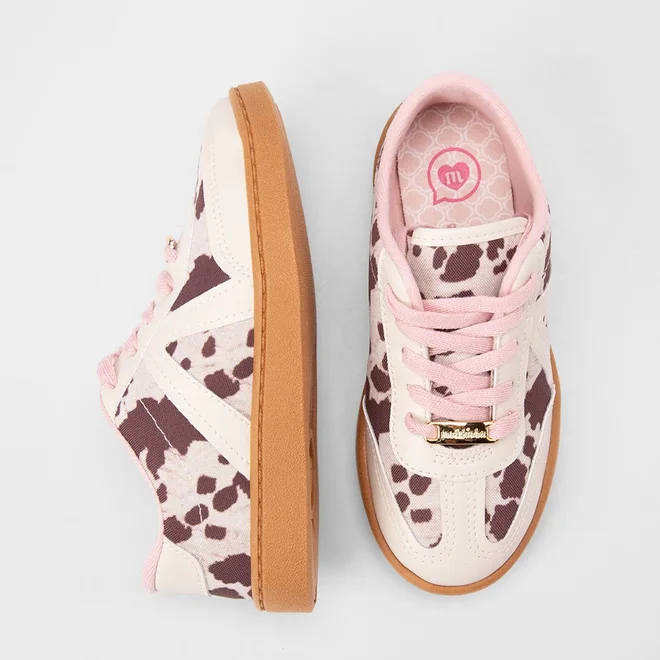 Tênis Casual Infantil Molekinha Animal Print Vaca Multicolor