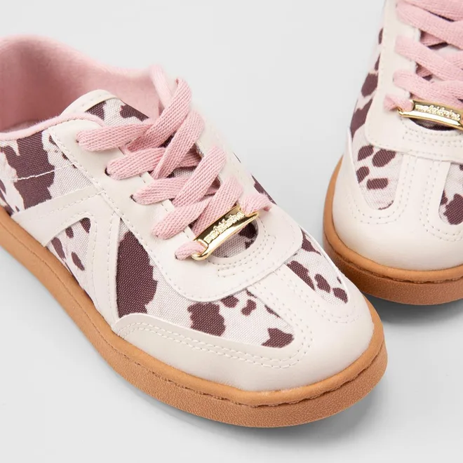 Tênis Casual Infantil Molekinha Animal Print Vaca Multicolor