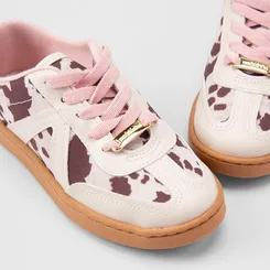 Tênis Casual Infantil Molekinha Animal Print Vaca Multicolor