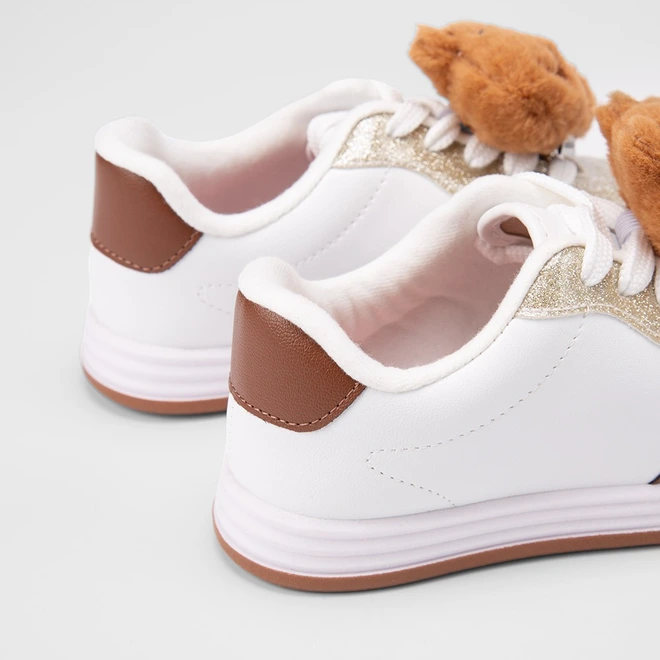 Tênis Casual Infantil Molekinha Recortes Glitter Capivara Branco