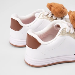 Tênis Casual Infantil Molekinha Recortes Glitter Capivara Branco