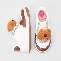 Tênis Casual Infantil Molekinha Recortes Glitter Capivara Branco
