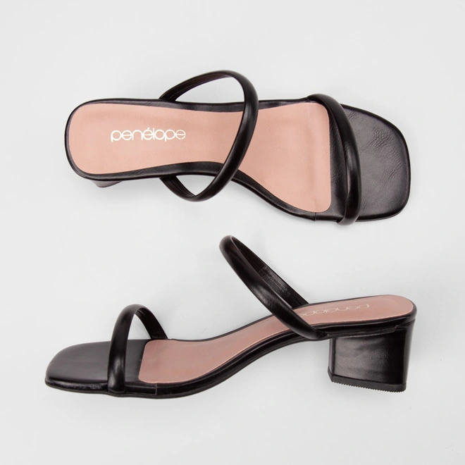 Tamanco Feminino Penélope Salto Geométrico Preto