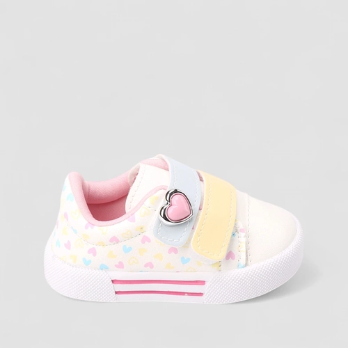 Tênis Casual Infantil Gabrielinha Corações Branco