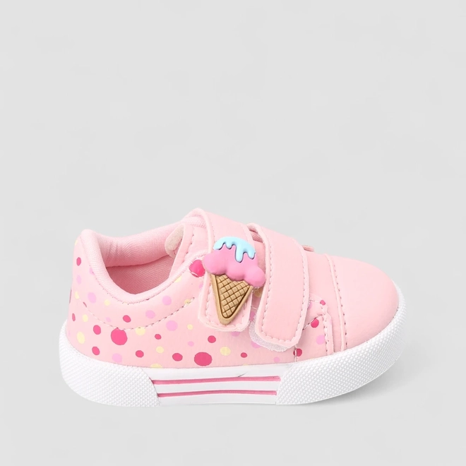 Tênis Casual Bebê Gabrielinha  Sorvete Rosa