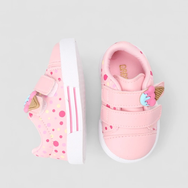 Tênis Casual Bebê Gabrielinha  Sorvete Rosa
