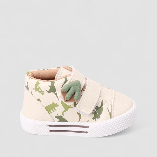 Tênis Casual Bebê Vertus Dinossauro Bege & Verde