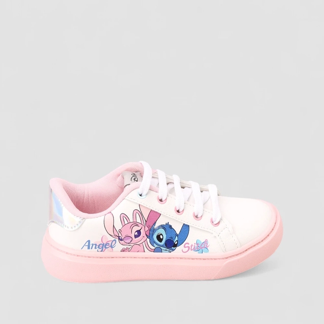 Tênis Casual Infantil Disney Stitch & Angel Recortes Holográfico Branco