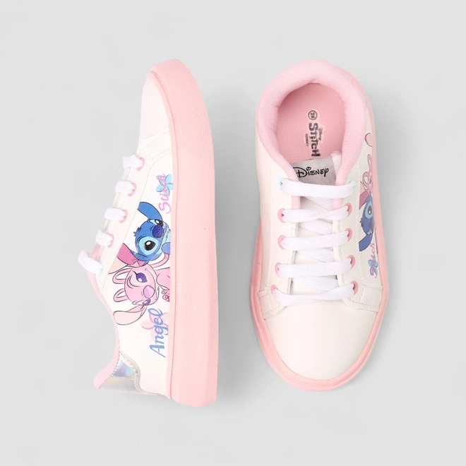 Tênis Casual Infantil Disney Stitch & Angel Recortes Holográfico Branco