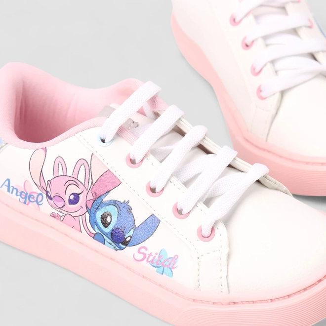 Tênis Casual Infantil Disney Stitch & Angel Recortes Holográfico Branco