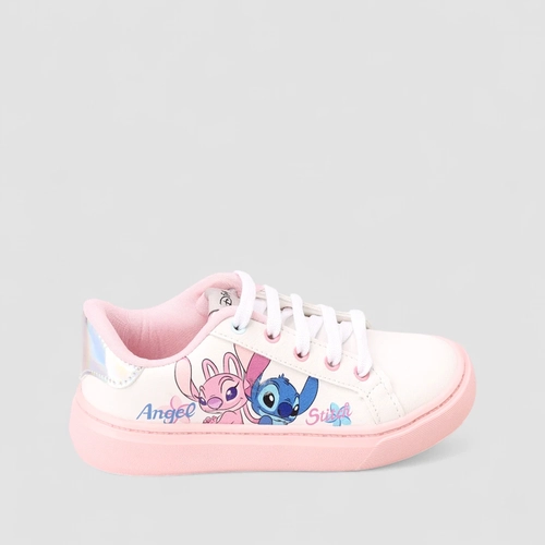 Tênis Casual Infantil Disney Stitch & Angel Recortes Holográfico Branco