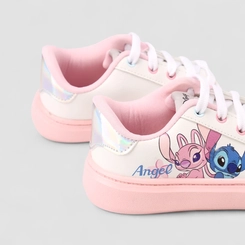 Tênis Casual Infantil Disney Stitch & Angel Recortes Holográfico Branco