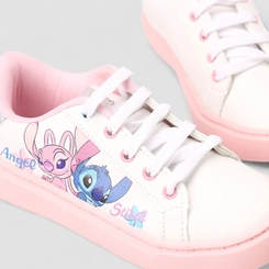 Tênis Casual Infantil Disney Stitch & Angel Recortes Holográfico Branco