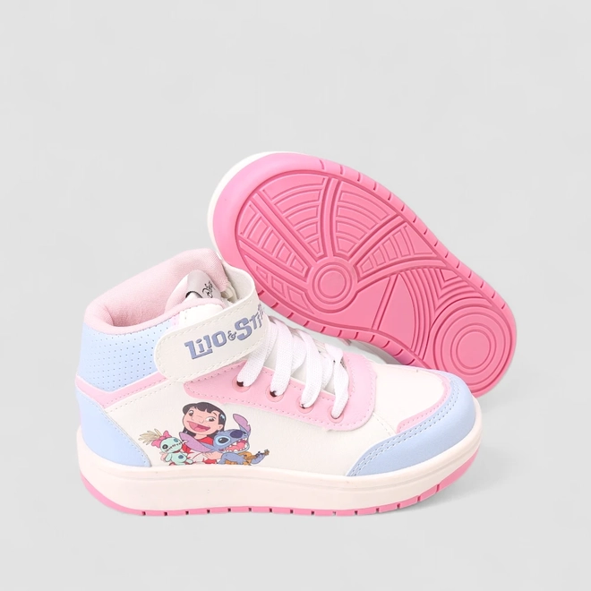 Tênis Casual Infantil Disney Lilo & Stitch Detalhe Recorte Branco