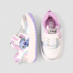 Tênis Casual Bebê Disney Stitch Detalhe Recorte Holográfico Branco