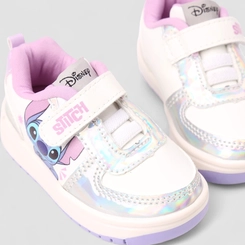 Tênis Casual Bebê Disney Stitch Detalhe Recorte Holográfico Branco