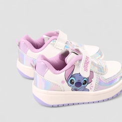 Tênis Casual Bebê Disney Stitch Detalhe Recorte Holográfico Branco