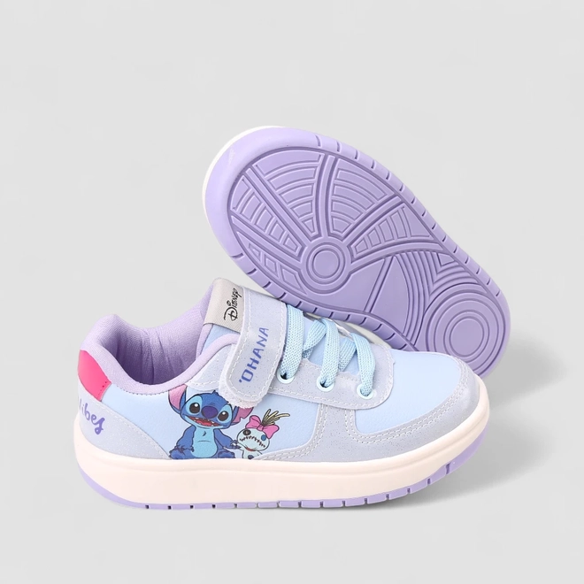 Tênis Casual Infantil Disney Stitch Ohana Glitter Azul