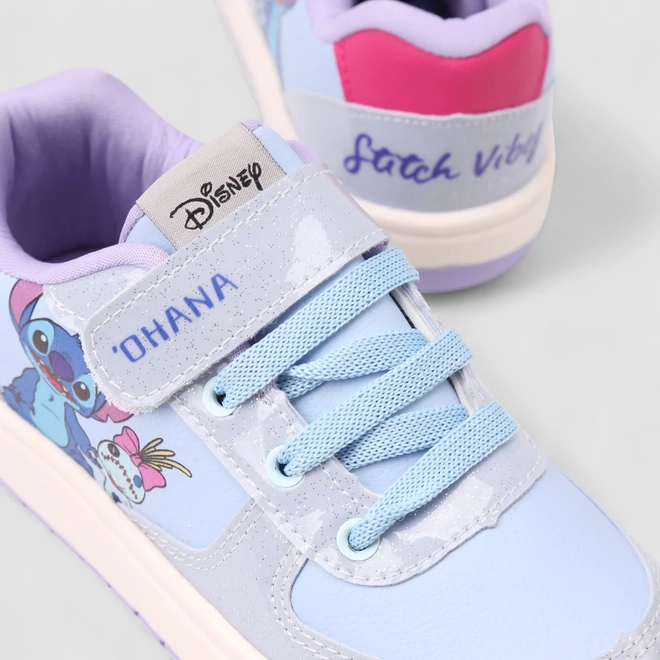 Tênis Casual Infantil Disney Stitch Ohana Glitter Azul