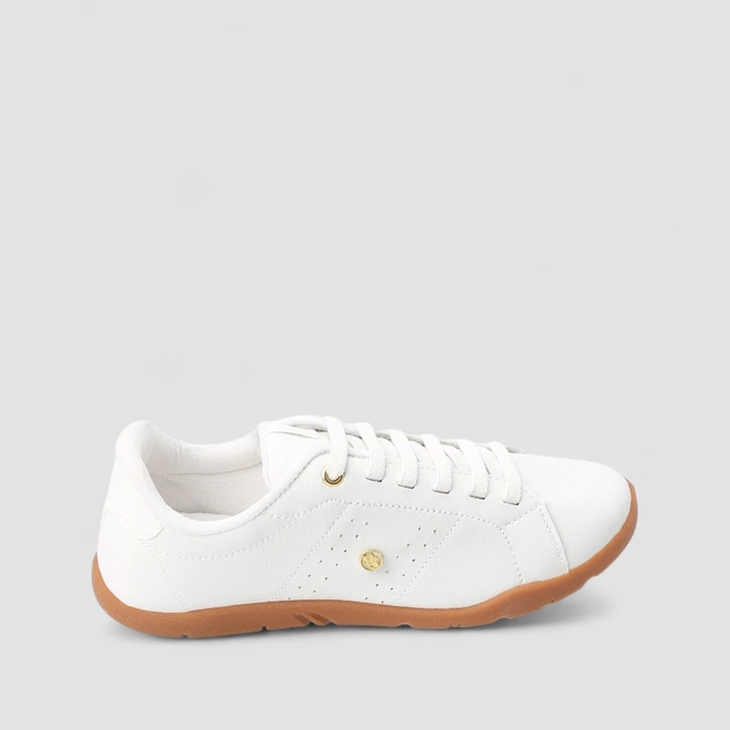 Tênis Casual Feminino Penélope Detalhe Verniz Branco