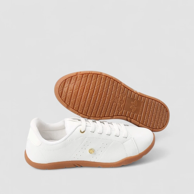 Tênis Casual Feminino Penélope Detalhe Verniz Branco