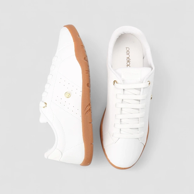 Tênis Casual Feminino Penélope Detalhe Verniz Branco