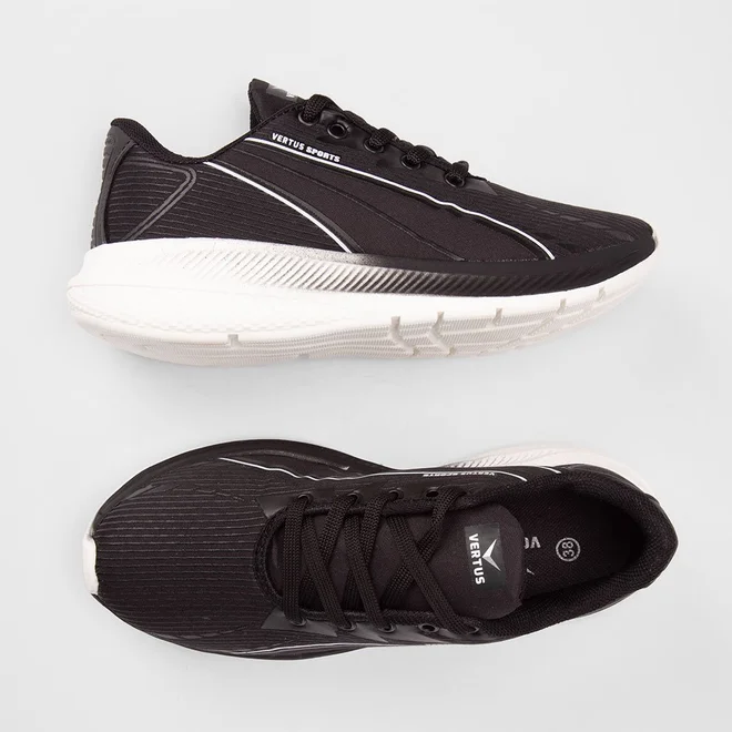 Tênis Esportivo Masculino Vertus Preto & Branco