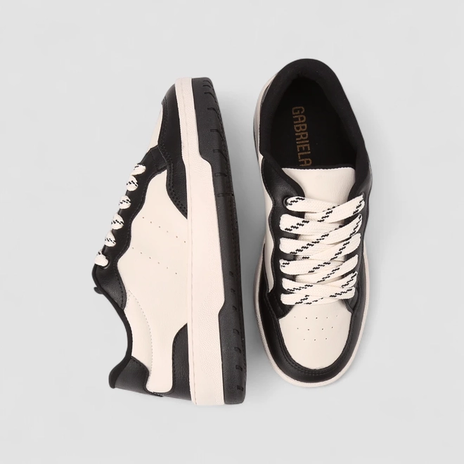 Tênis Casual Feminino Gabriela Preto & Off-White