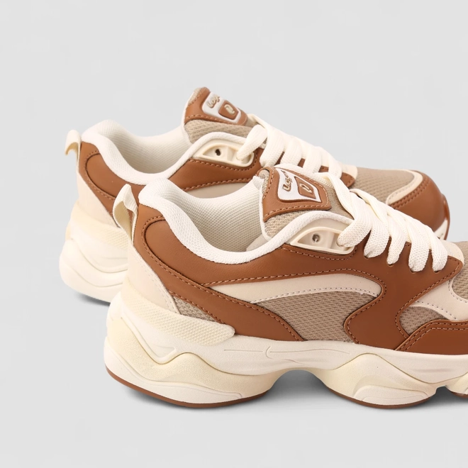 Tênis Chunky Feminino Logus Graviton Original Branco & Caramelo