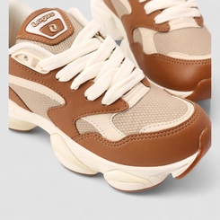 Tênis Chunky Feminino Logus Graviton Original Branco & Caramelo
