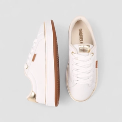 Tênis Casual Feminino Gabriela Detalhes Dourados Branco