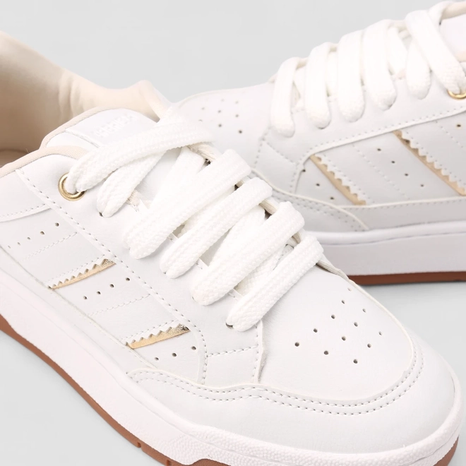 Tênis Casual Feminino Gabriela Dourados Branco